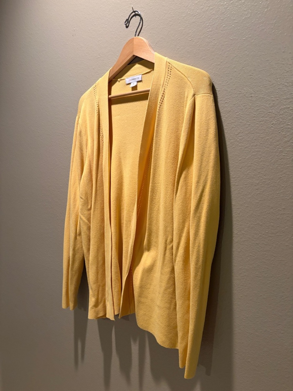 Liz Claiborne 1X Yellow Open Front Cardigan Sweater Knit Layering Plus Size WOW - Picture 7 of 10